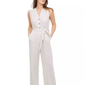Calvin Klein Sleeveless Linen Striped Jumpsuit